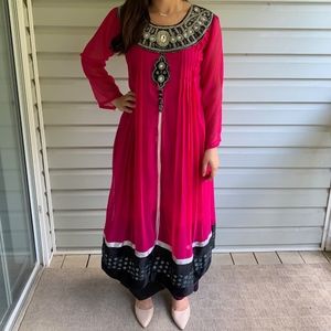 Dresses - Pink and Black Indian/Pakistani Anarkali Dress Dresses - Pink and Black Indian/Pakistani Anarkali Dress